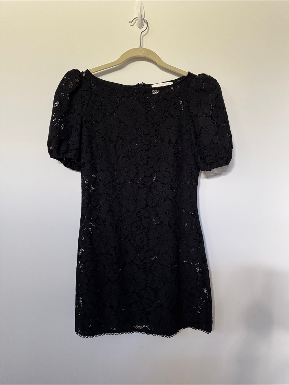 Stone Cold Fox Black Lace Puff-Sleeve Mini Dress